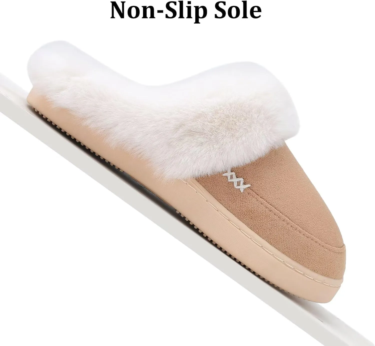 NineCiFun Women's and Men's Suede House Slippers Slip on Fuzzy Slippers with Faux Fur Lining Indoor Outdoor Home Shoes with Rubber Sole