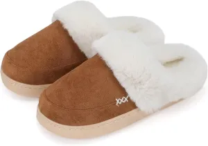 NineCiFun Women's and Men's Suede House Slippers Slip on Fuzzy Slippers with Faux Fur Lining Indoor Outdoor Home Shoes with Rubber Sole