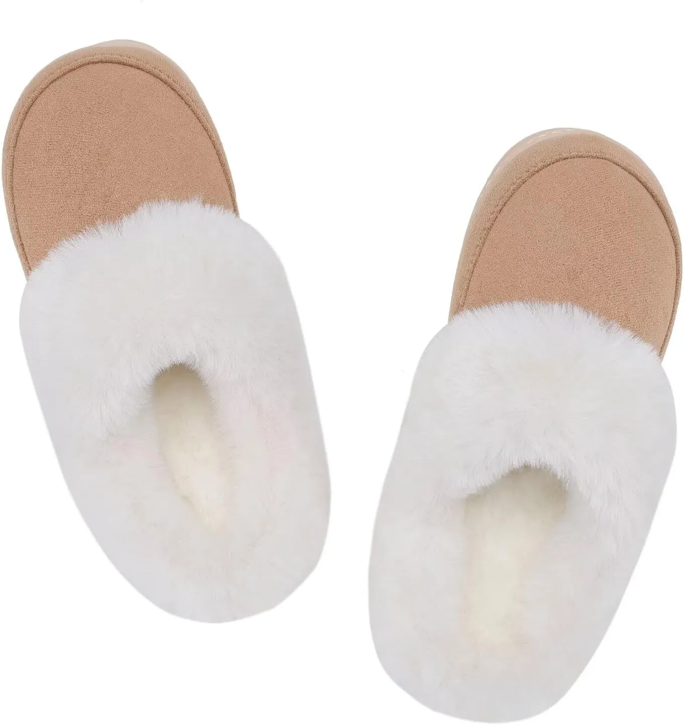 NineCiFun Women's and Men's Suede House Slippers Slip on Fuzzy Slippers with Faux Fur Lining Indoor Outdoor Home Shoes with Rubber Sole
