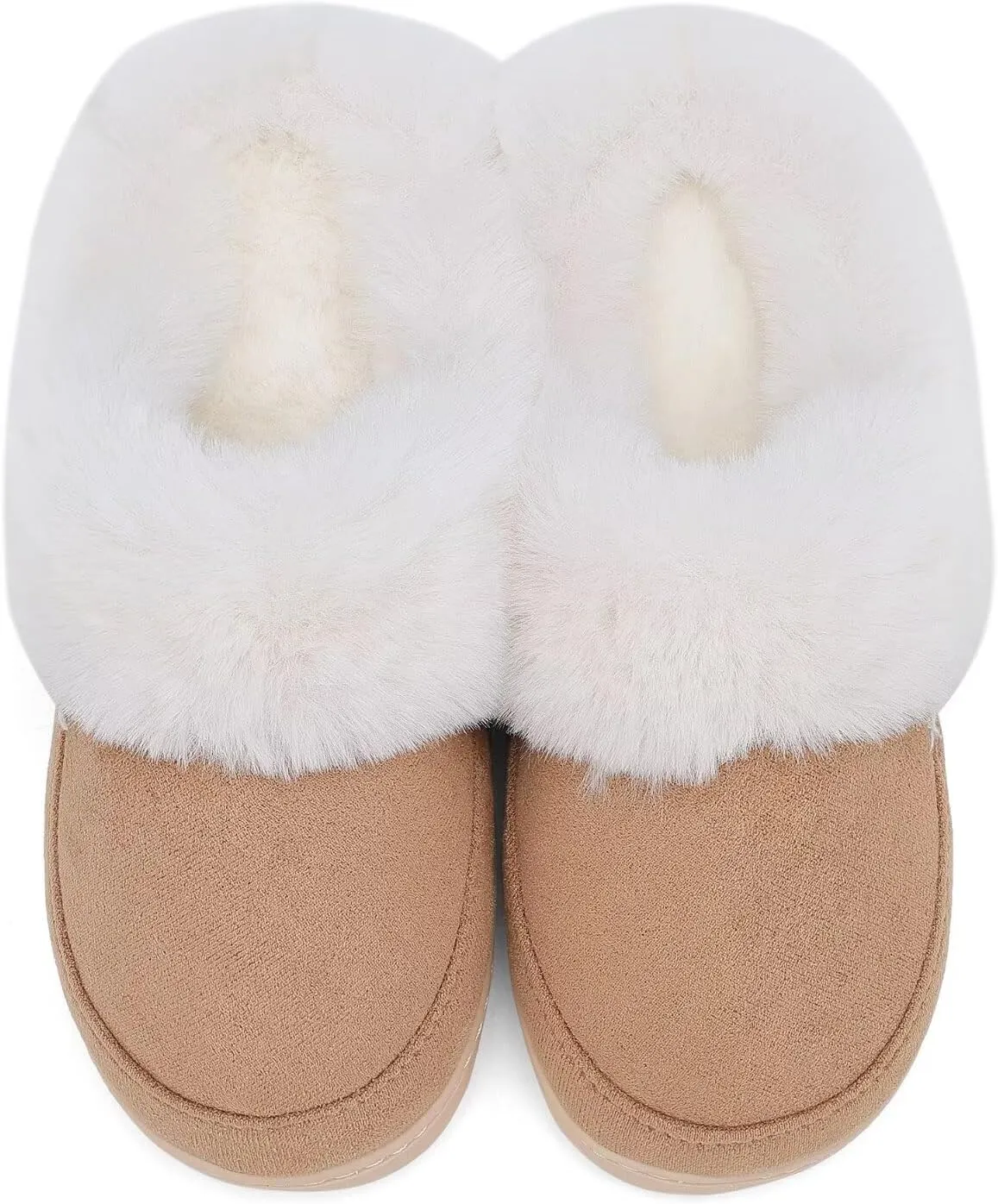 NineCiFun Women's and Men's Suede House Slippers Slip on Fuzzy Slippers with Faux Fur Lining Indoor Outdoor Home Shoes with Rubber Sole