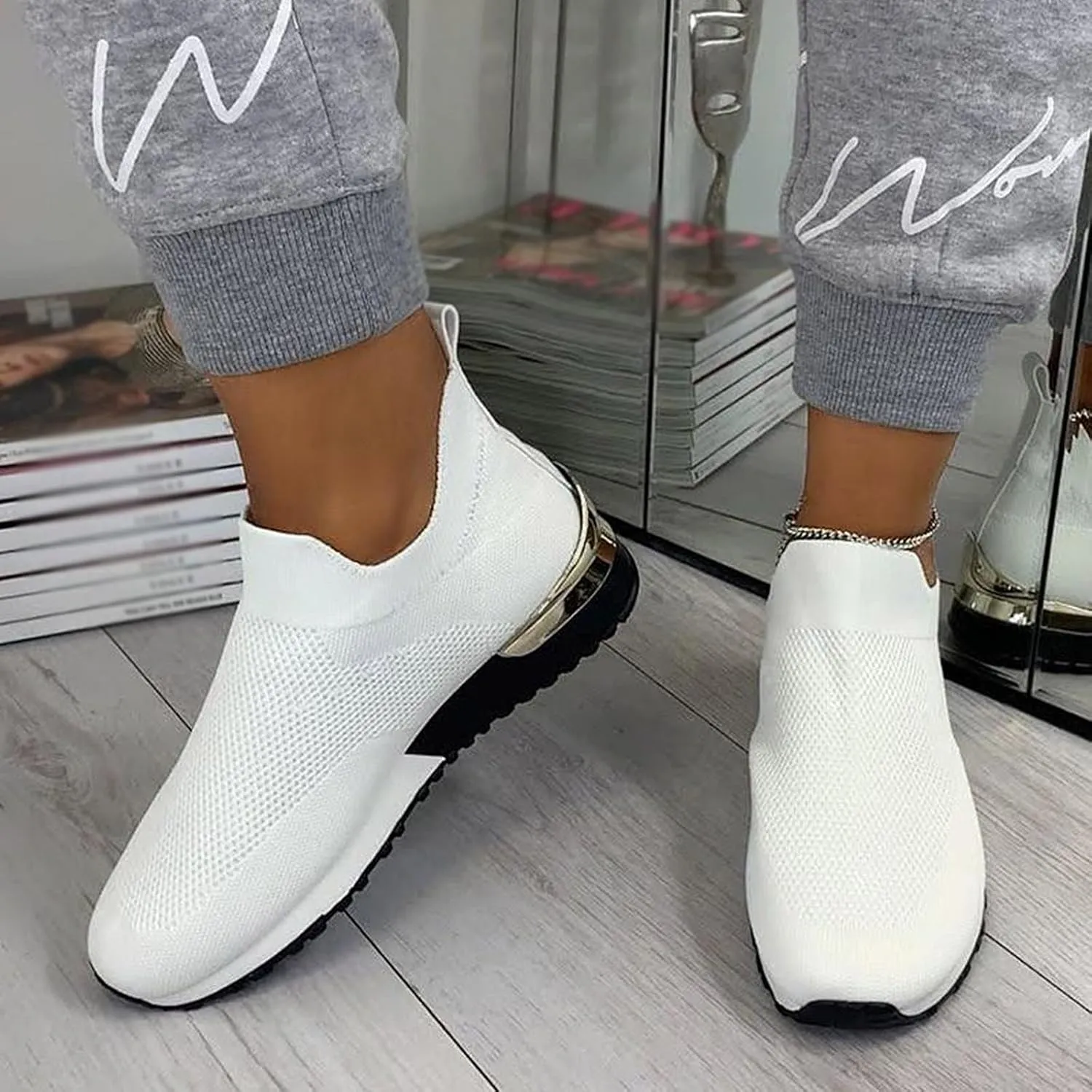 Orthopedic Casual Walking Shoes for Women Slip On Sneakers with Arch Support Comfortable Loafers Plantar Fasciitis Relief Foot Pain Diabetic