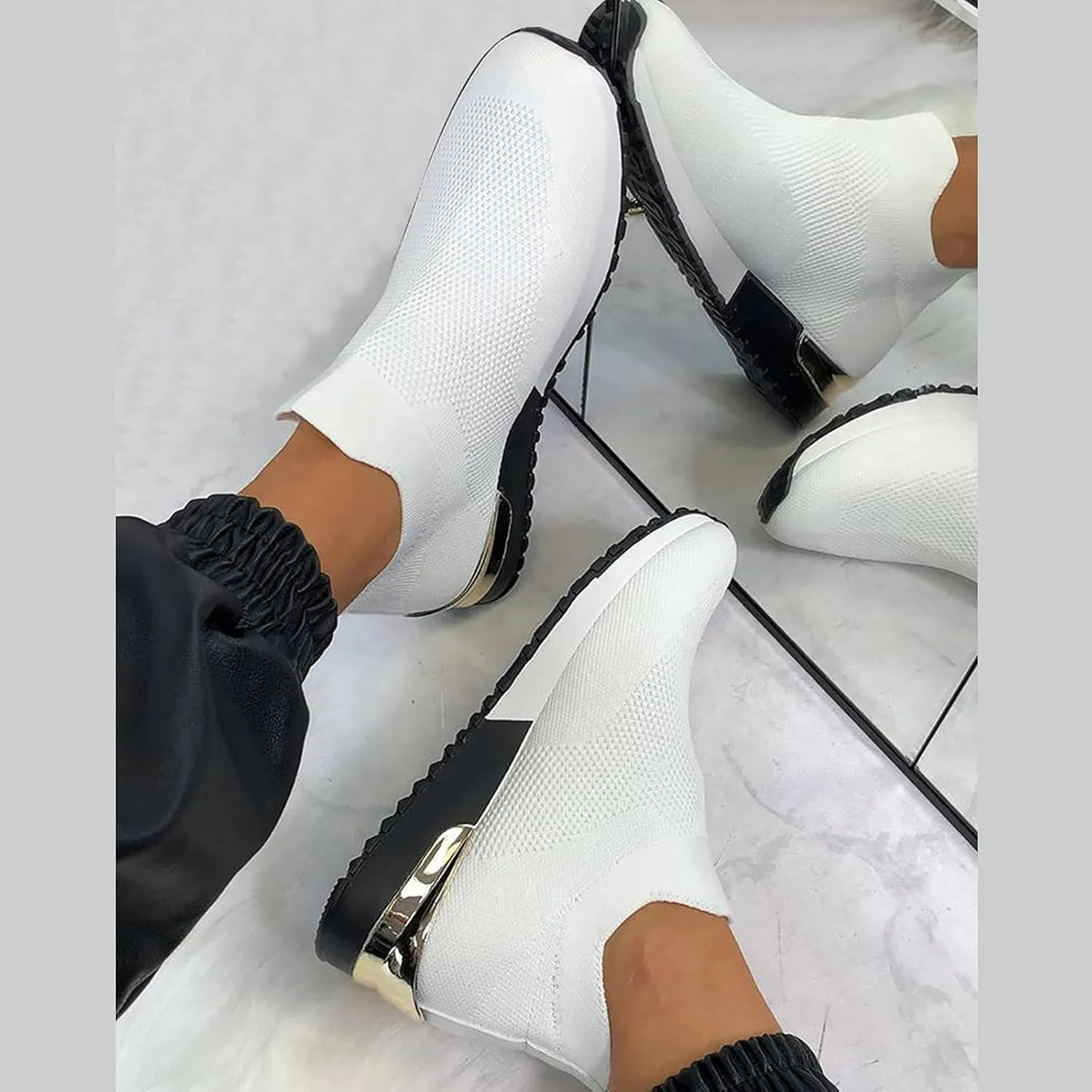 Orthopedic Casual Walking Shoes for Women Slip On Sneakers with Arch Support Comfortable Loafers Plantar Fasciitis Relief Foot Pain Diabetic