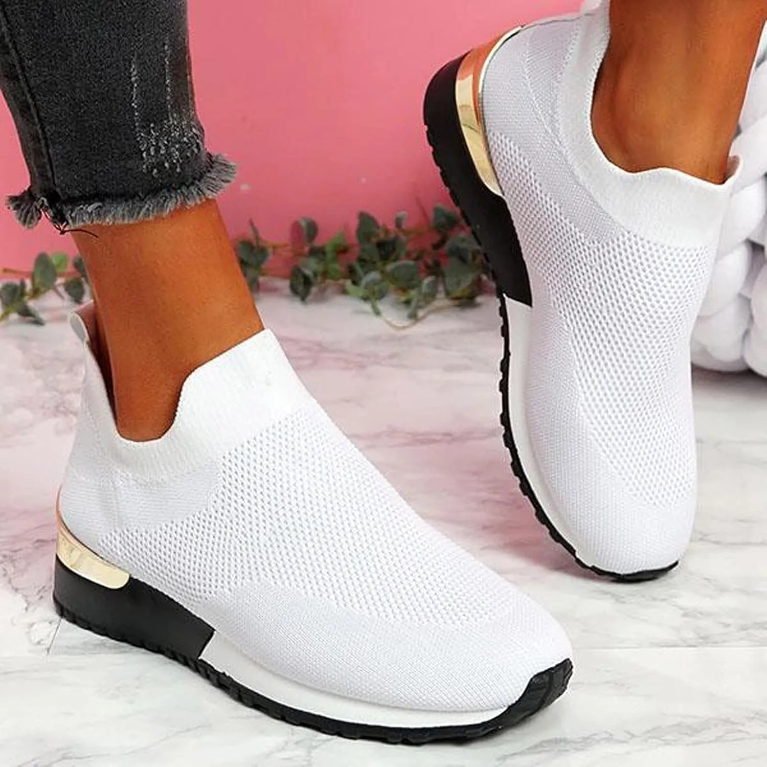 Orthopedic Casual Walking Shoes for Women Slip On Sneakers with Arch Support Comfortable Loafers Plantar Fasciitis Relief Foot Pain Diabetic