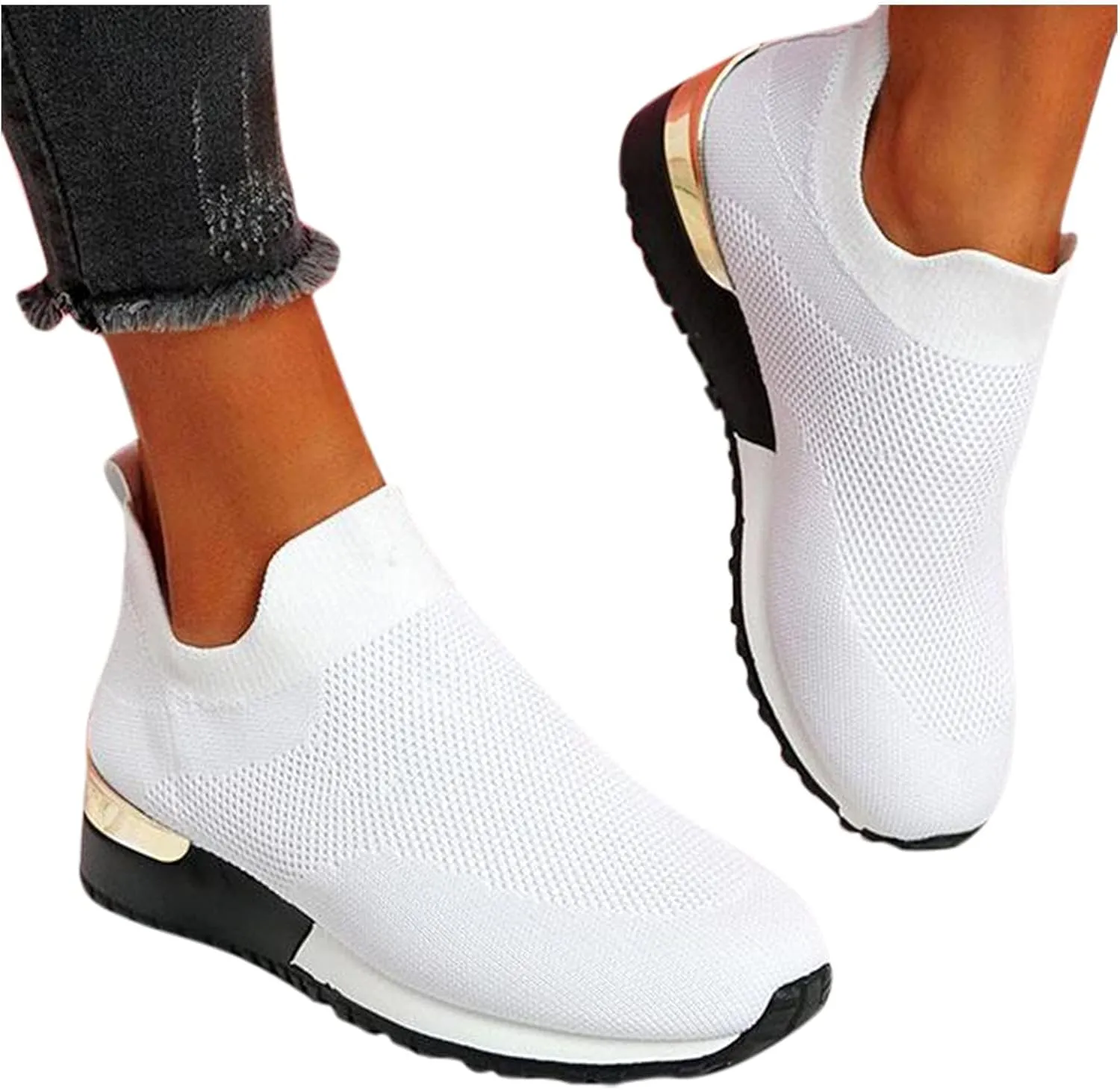Orthopedic Casual Walking Shoes for Women Slip On Sneakers with Arch Support Comfortable Loafers Plantar Fasciitis Relief Foot Pain Diabetic