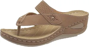 Orthopedic Sandals for Women,2025 Arch Support Wedge Casual Comfortable Flat Non-Slip Summer Beach Dress Shoes Trendy Comfy Spring Walking Dressy Non Slip Open Toe Platform Flip Flops