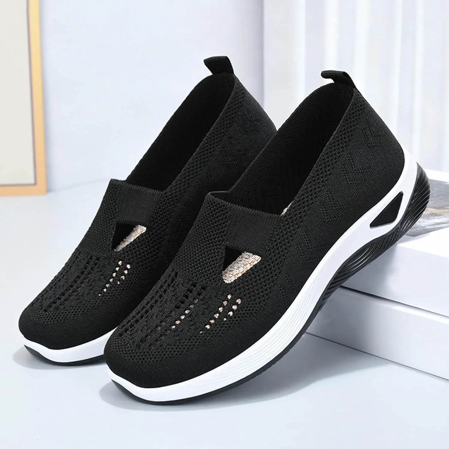 Orthopedic Walking Shoes for Plantar Fasciitis Relief Womens Slip On Sneakers with Arch Support Comfortable Casual Loafers Diabetic Foot Pain