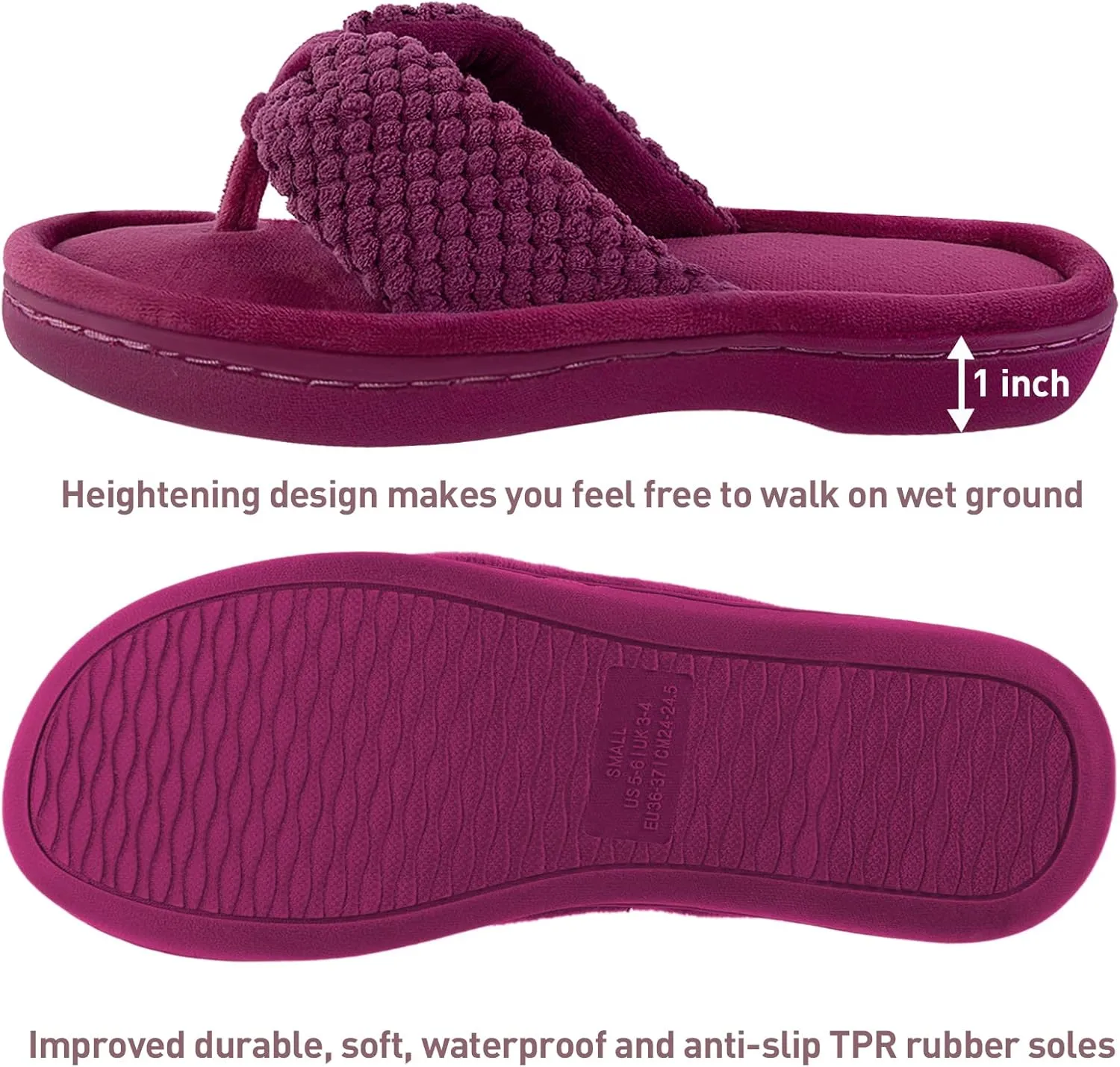 Parlovable Women's Flip Flop Slippers Memory Foam Slip on Thong Slipper, Breathable Cozy Open Toe House Shoes, Anti-Skid Rubber Sole Sandal Indoor Outdoor