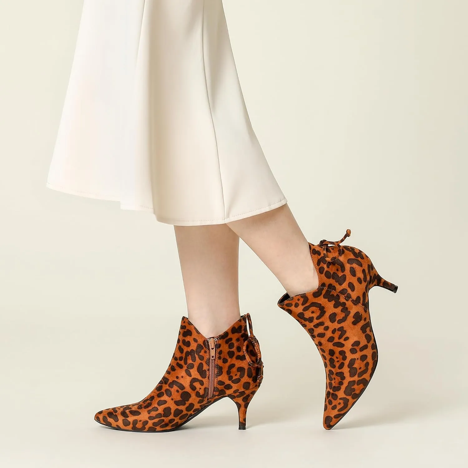 Perphy Pointed Toe Bow Kitten Heel Ankle Booties for Women