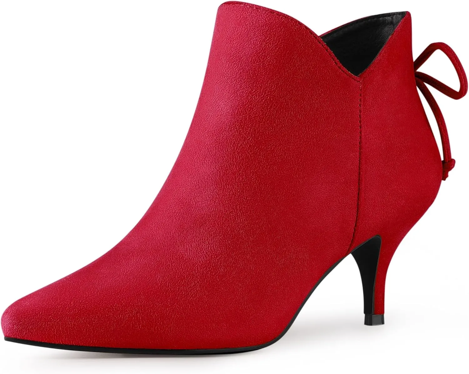 Perphy Pointed Toe Bow Kitten Heel Ankle Booties for Women