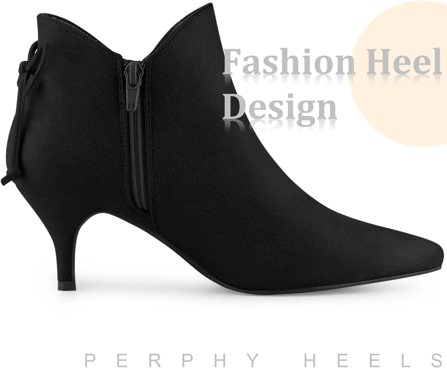 Perphy Pointed Toe Bow Kitten Heel Ankle Booties for Women