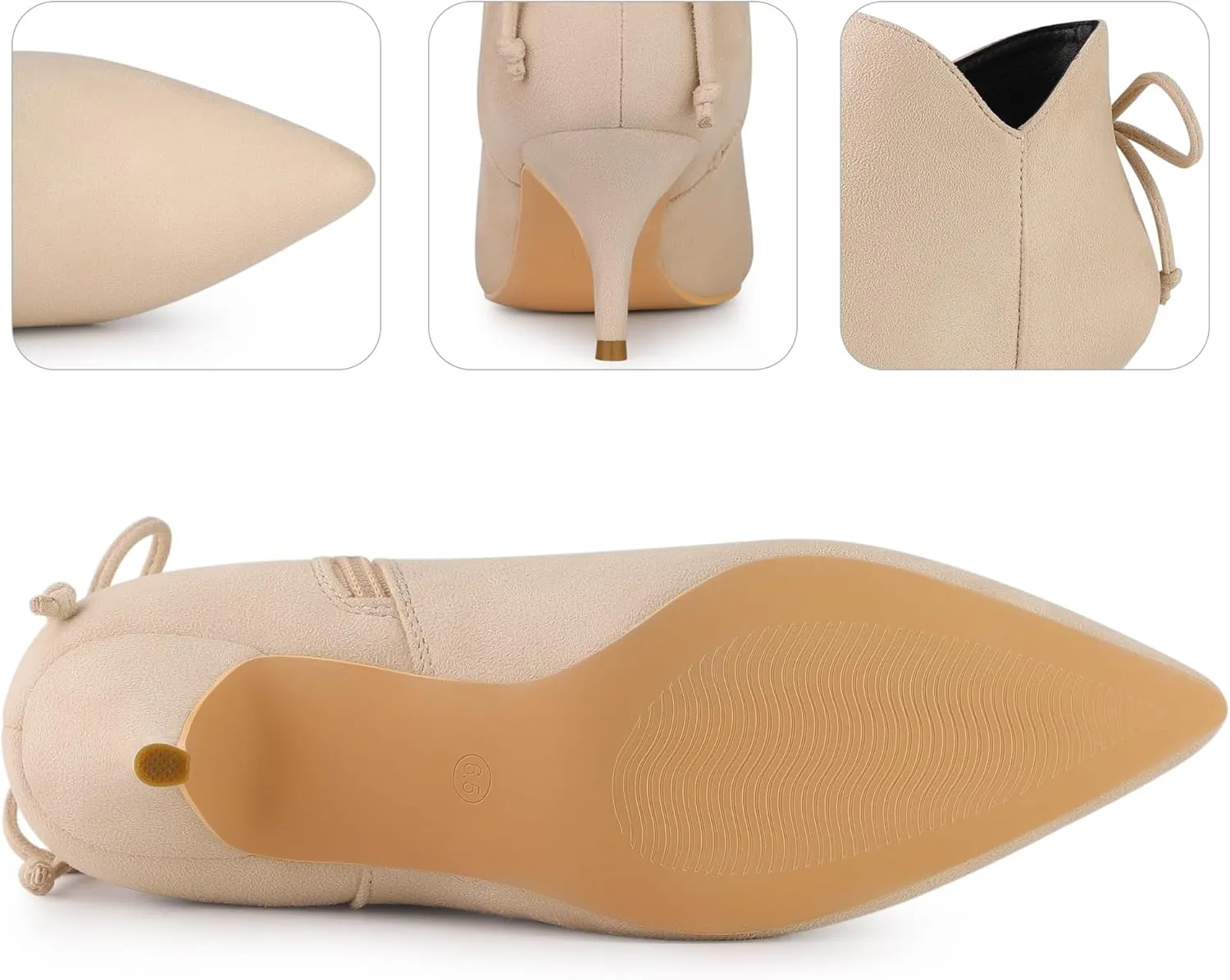 Perphy Pointed Toe Bow Kitten Heel Ankle Booties for Women