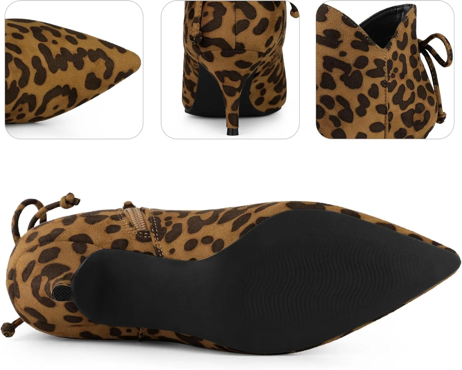 Perphy Pointed Toe Bow Kitten Heel Ankle Booties for Women