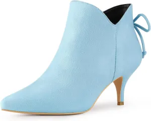 Perphy Pointed Toe Bow Kitten Heel Ankle Booties for Women