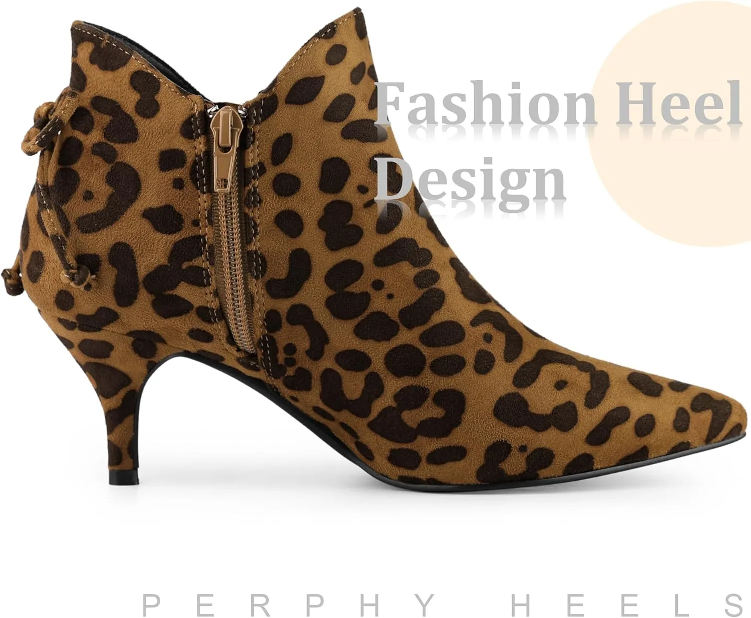 Perphy Pointed Toe Bow Kitten Heel Ankle Booties for Women