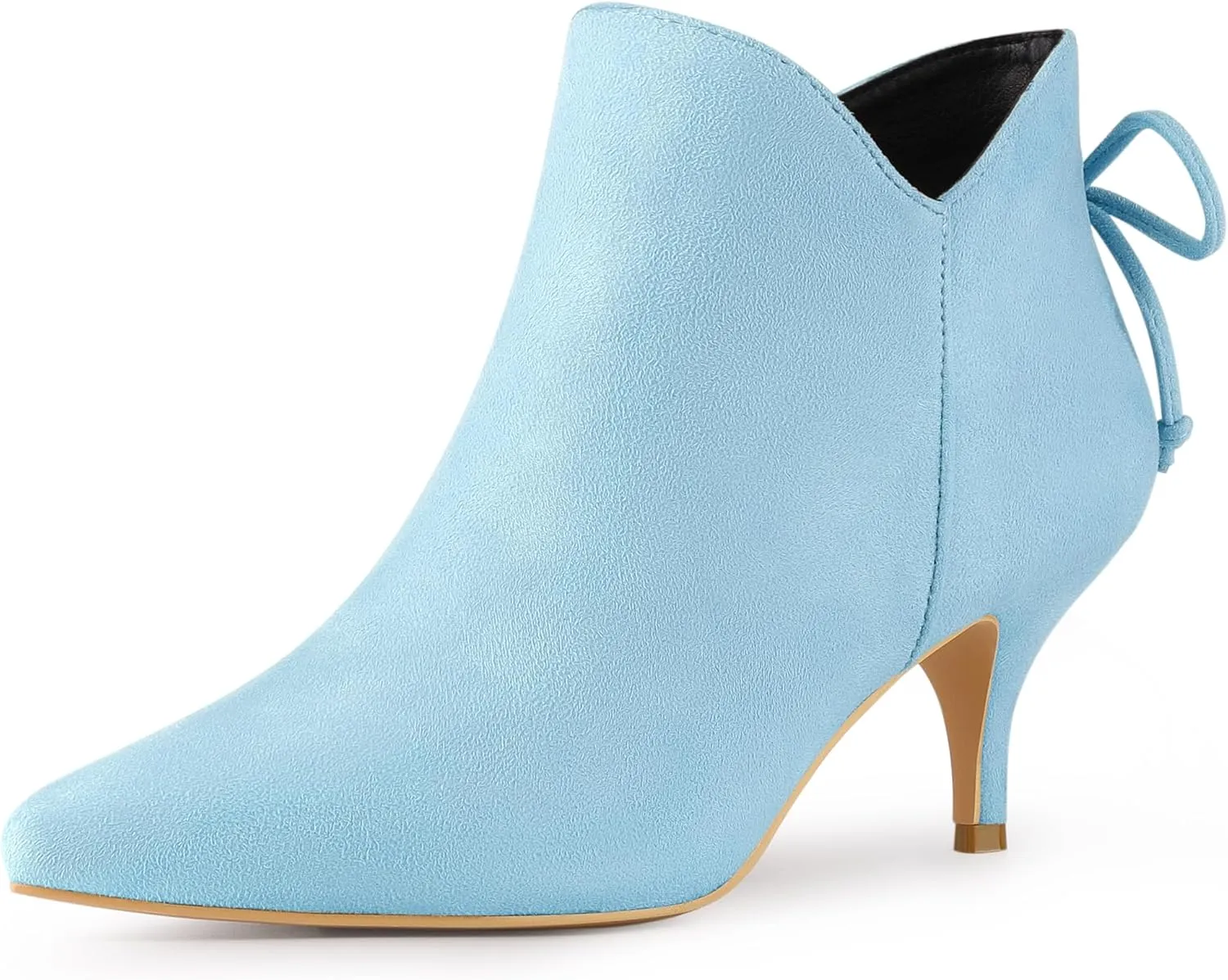 Perphy Pointed Toe Bow Kitten Heel Ankle Booties for Women