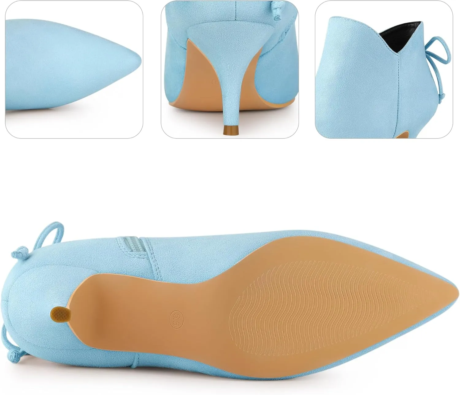 Perphy Pointed Toe Bow Kitten Heel Ankle Booties for Women
