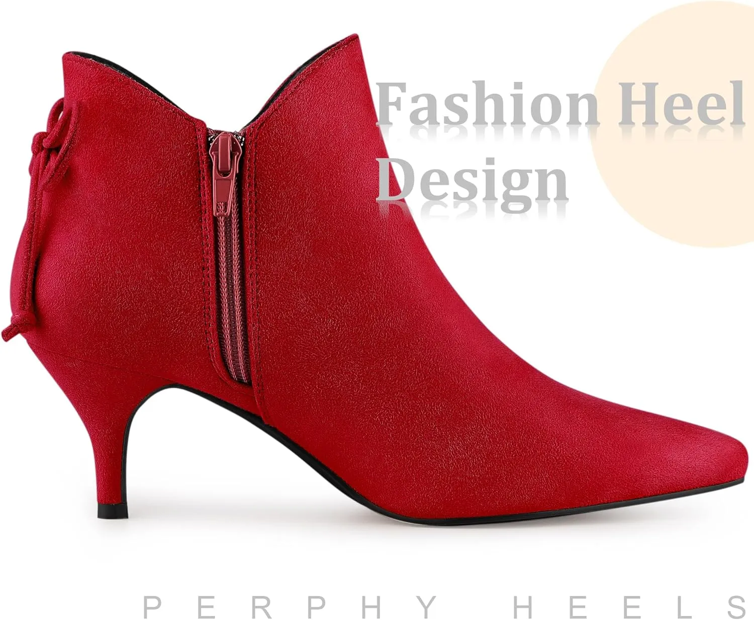 Perphy Pointed Toe Bow Kitten Heel Ankle Booties for Women