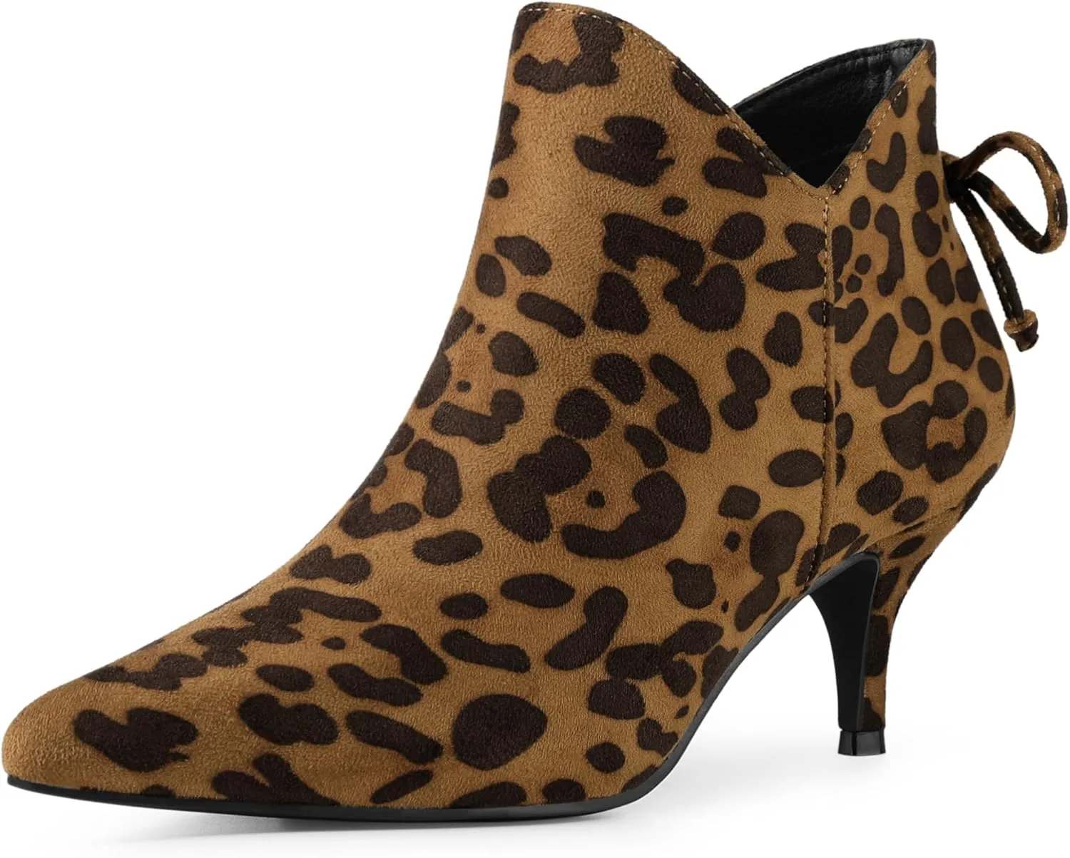 Perphy Pointed Toe Bow Kitten Heel Ankle Booties for Women