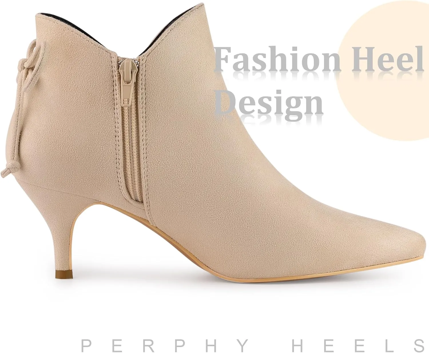 Perphy Pointed Toe Bow Kitten Heel Ankle Booties for Women