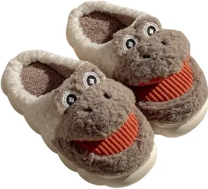 Premium Comfort Thermal Cute Frog Animal Non Slip Women's Fuzzy House Slippers Indoor Soft Extra Warm Kawaii Shoes