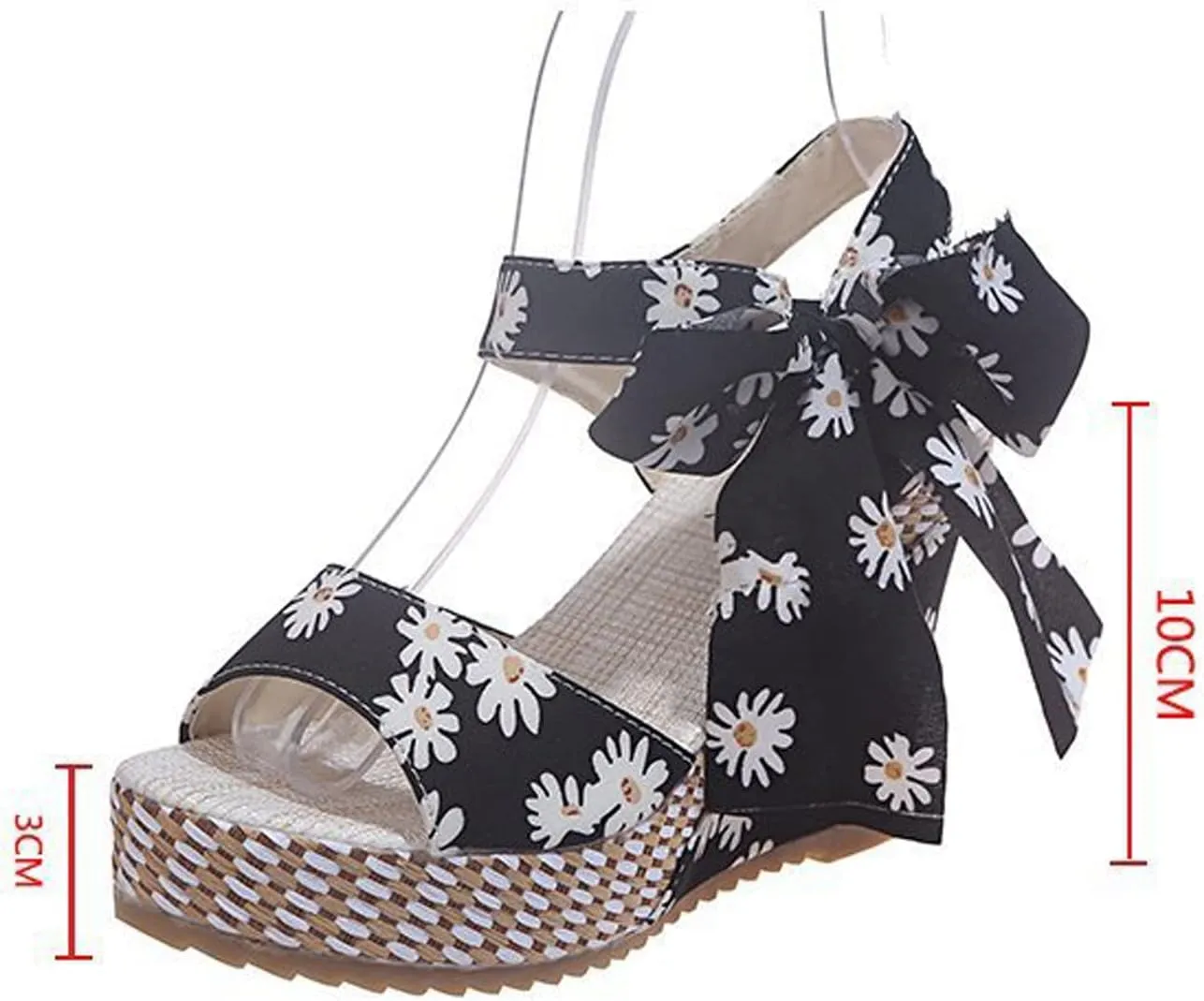 Retro Open Toe Wedges Sandals for Women Summer Fashion Ladies High Heels Platform Shoes Sandals Flowers Print Espadrilles