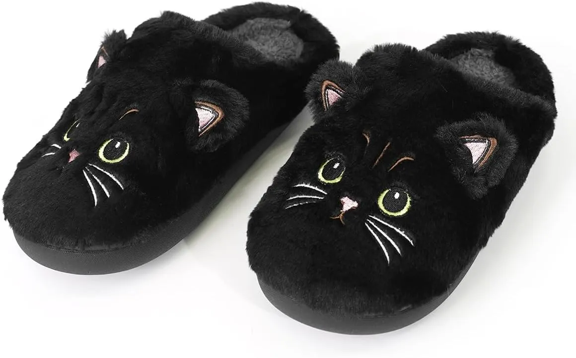 Rungion Cute Cat Sheep House Slippers for Women Men Fluffy Plush Slippers Cozy Soft Memory Foam Indoor Shoes Non-slip Winter