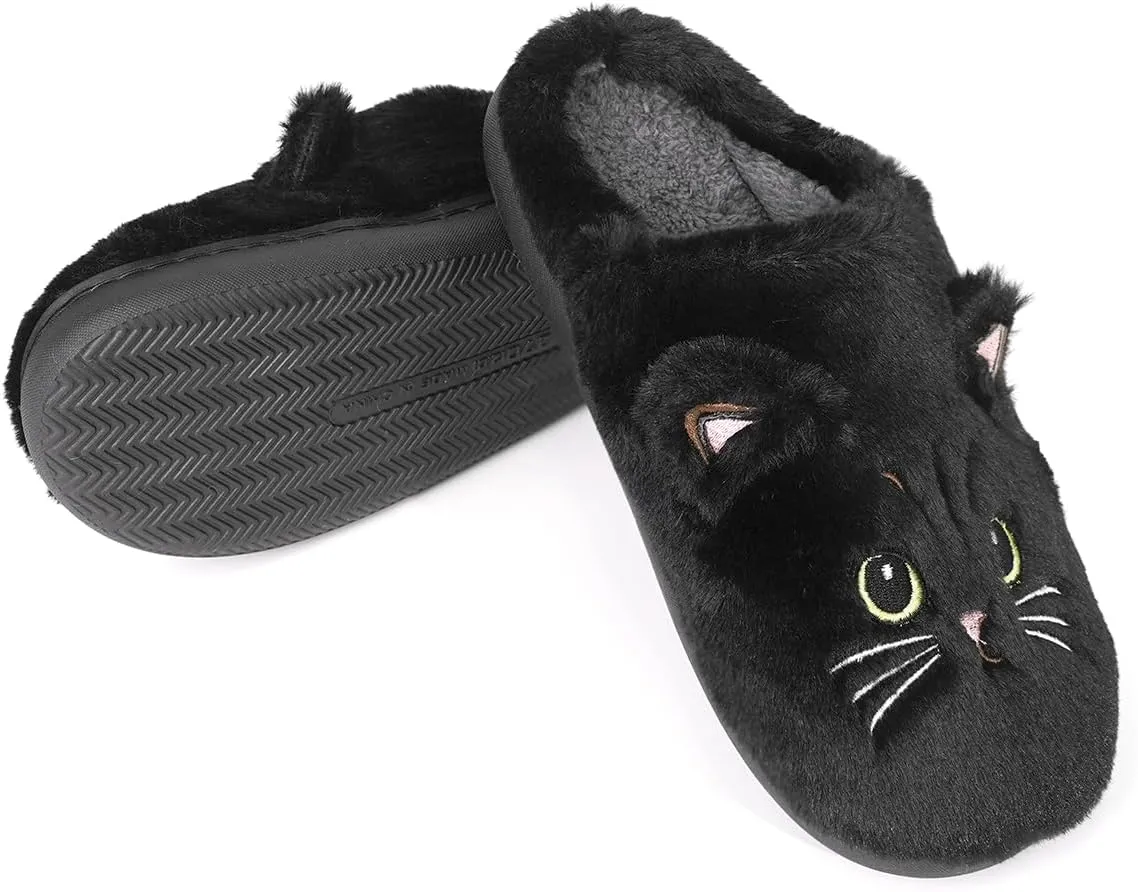 Rungion Cute Cat Sheep House Slippers for Women Men Fluffy Plush Slippers Cozy Soft Memory Foam Indoor Shoes Non-slip Winter