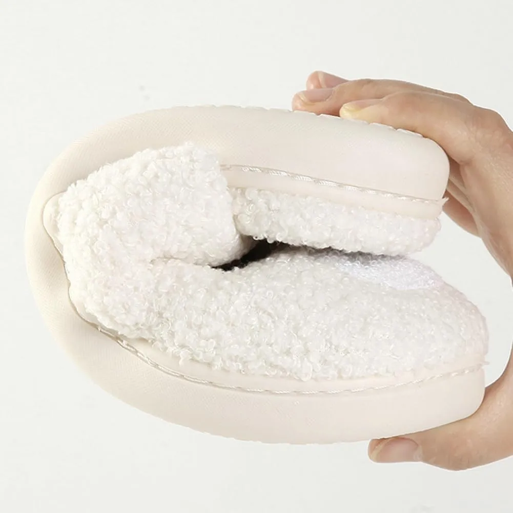 Rungion Furry House Slippers for Women Men Christmas Halloween Warm Soft Indoor Slippers Cute Elk Snowman Tree Winter Slides