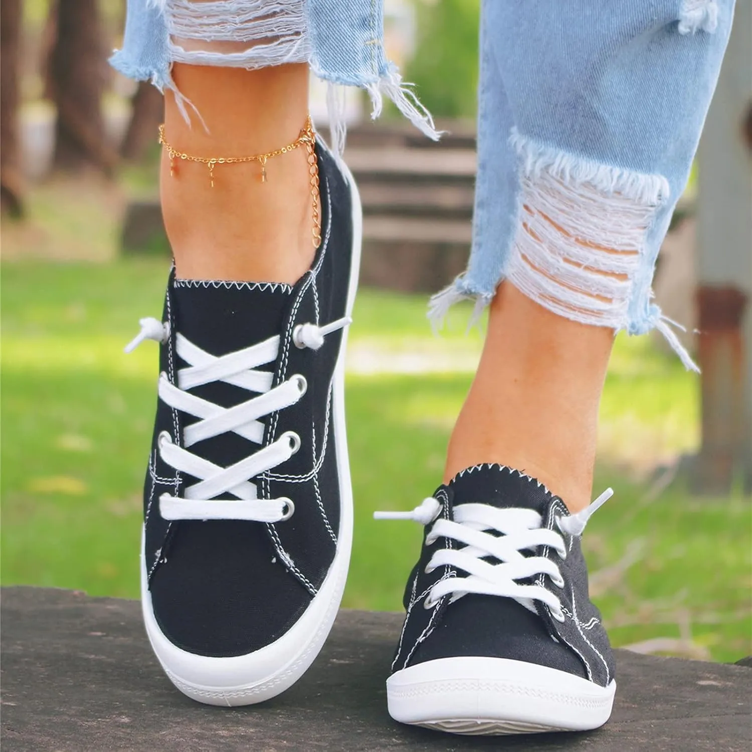 SBGMoSJ Womens Black Sneakers Size 9 Retro Womens Tennis Shoes Size 9w Nurse Shoes for Women Comfortable Wide Size 11w Walking Sneakers for Women White Tennis Shoes Women Size 9 Wide