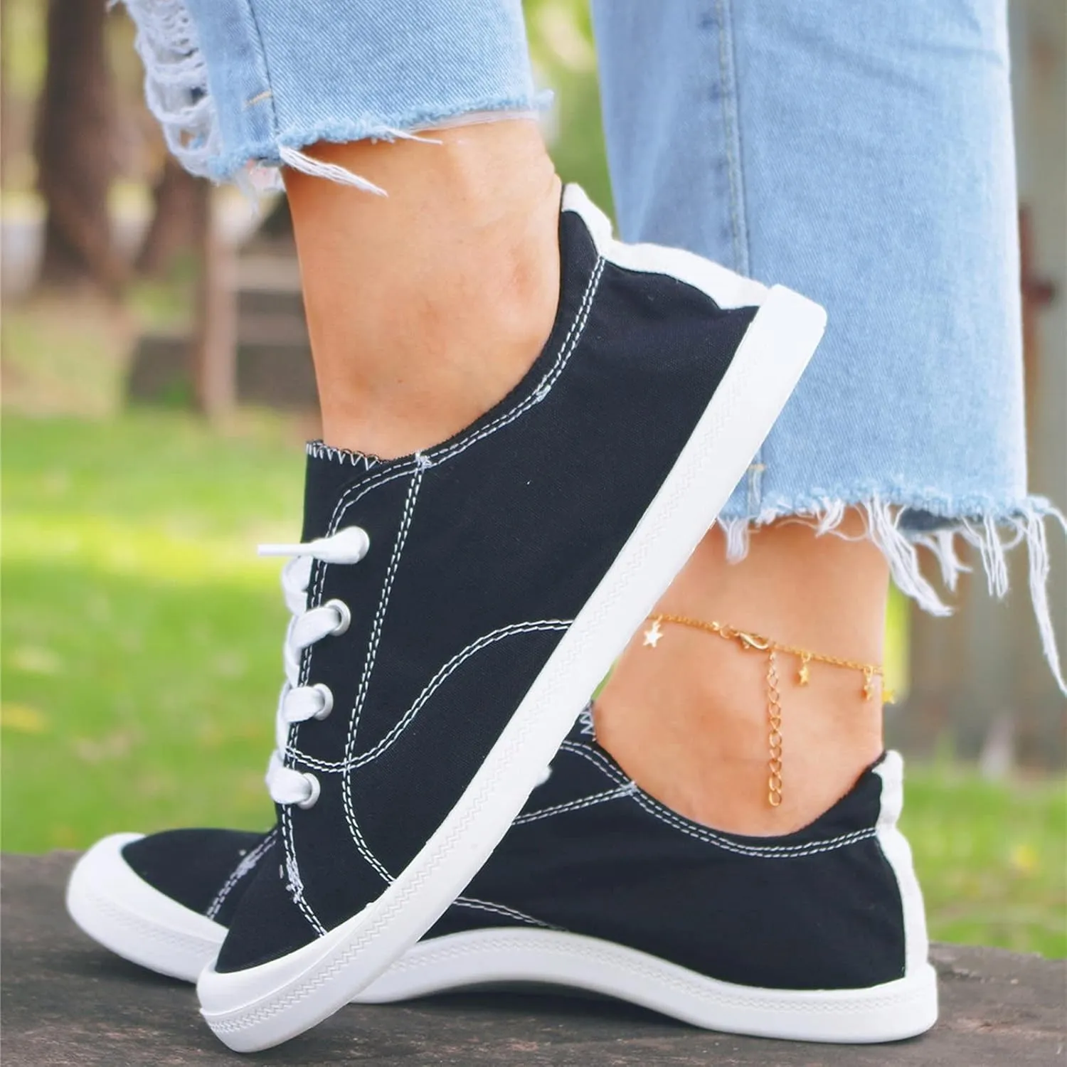 SBGMoSJ Womens Black Sneakers Size 9 Retro Womens Tennis Shoes Size 9w Nurse Shoes for Women Comfortable Wide Size 11w Walking Sneakers for Women White Tennis Shoes Women Size 9 Wide