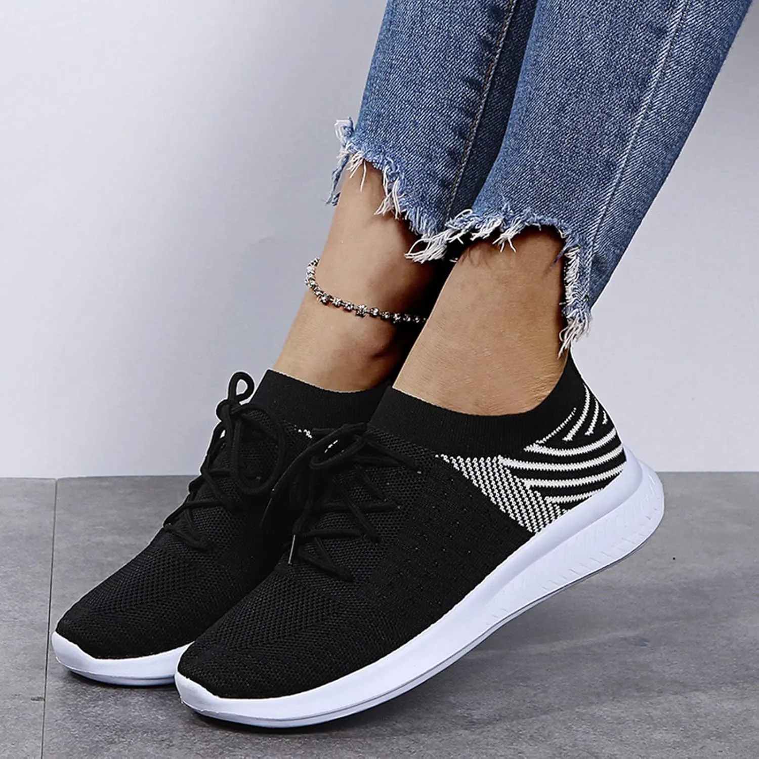 SBGMoSJ Womens Wide Casual Shoes Zapatos para Mujer CóModos Tenis Womens White Leather Slip On Sneakers Womens Shoes Sneakers Wide Toe Box Comfy Open Toe Flats Shoes Women Dressy Cute