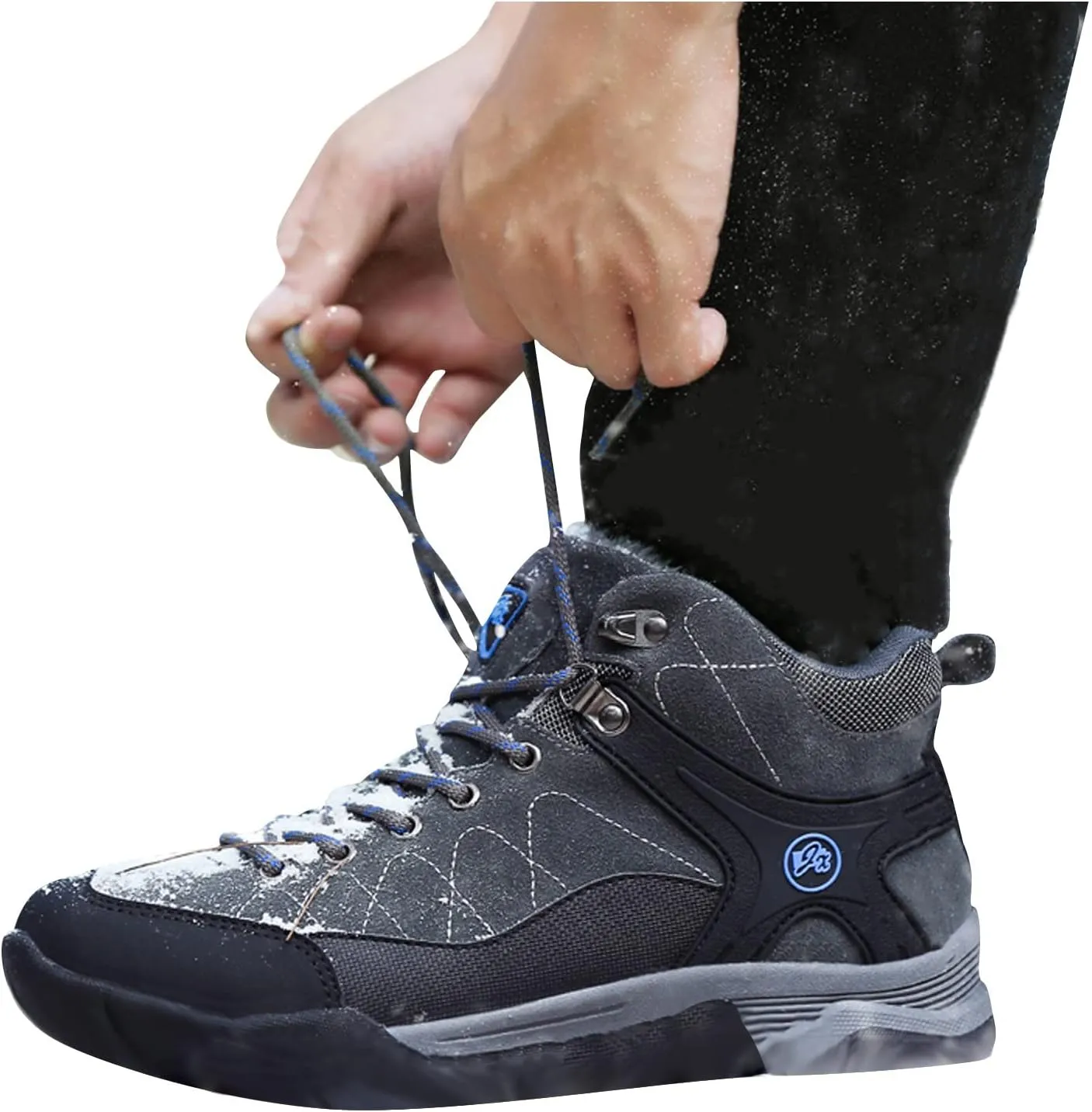 Shije Men's Snow Boots Hiking Warm Ankle Lace-up Shoe Winter Mountain Climbing Trekking Boots Non-Slip Fashion Booties for Outdoor