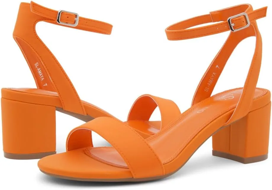 Shoe Land Women's Low Heels  2.75 Inch Chunky Block Heeled Sandals | Clear Sandals, Open Toe Dressy Short Heels with Ankle Strap for Wedding, Prom & Party