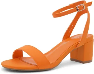 Shoe Land Women's Low Heels  2.75 Inch Chunky Block Heeled Sandals | Clear Sandals, Open Toe Dressy Short Heels with Ankle Strap for Wedding, Prom & Party