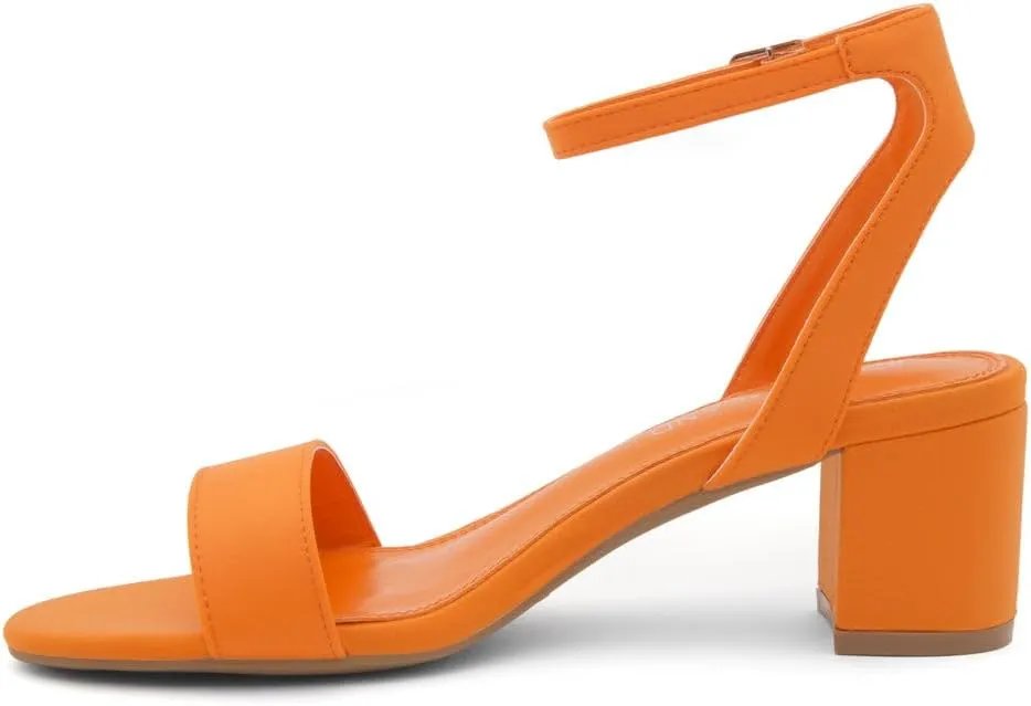 Shoe Land Women's Low Heels  2.75 Inch Chunky Block Heeled Sandals | Clear Sandals, Open Toe Dressy Short Heels with Ankle Strap for Wedding, Prom & Party