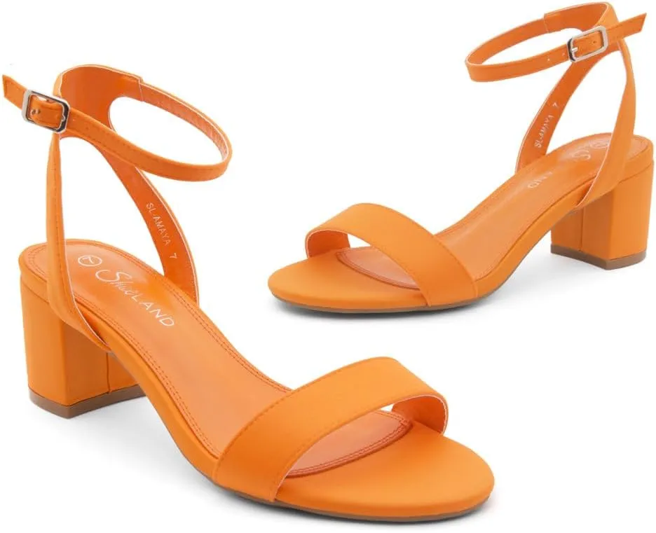 Shoe Land Women's Low Heels  2.75 Inch Chunky Block Heeled Sandals | Clear Sandals, Open Toe Dressy Short Heels with Ankle Strap for Wedding, Prom & Party