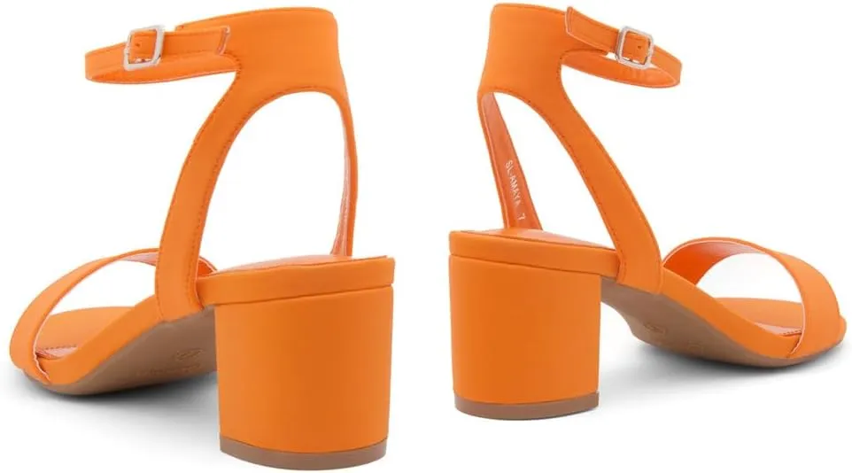 Shoe Land Women's Low Heels  2.75 Inch Chunky Block Heeled Sandals | Clear Sandals, Open Toe Dressy Short Heels with Ankle Strap for Wedding, Prom & Party