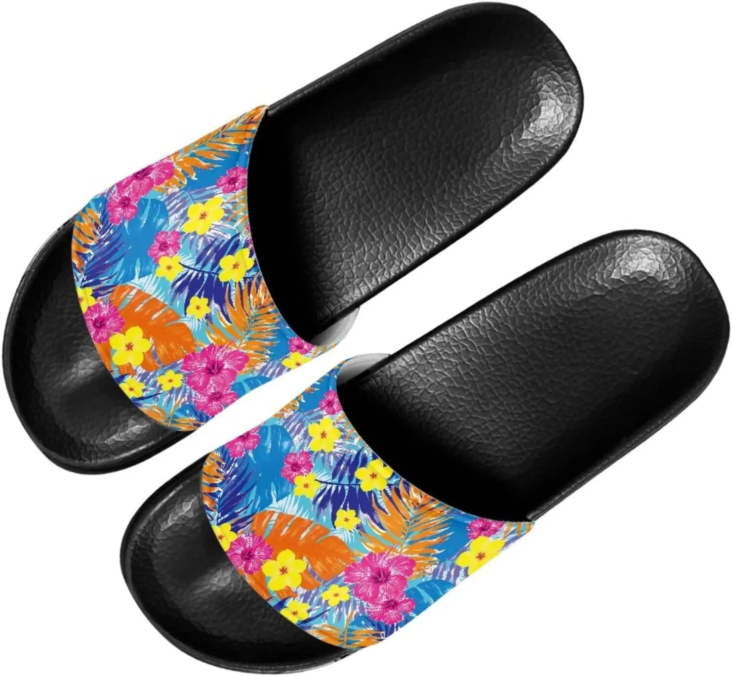 Slide Sandals, Beach Flats for Women, Comfotable Open Toe Non Slip Summer Shoes for Gym, Pool, Camping, Beach