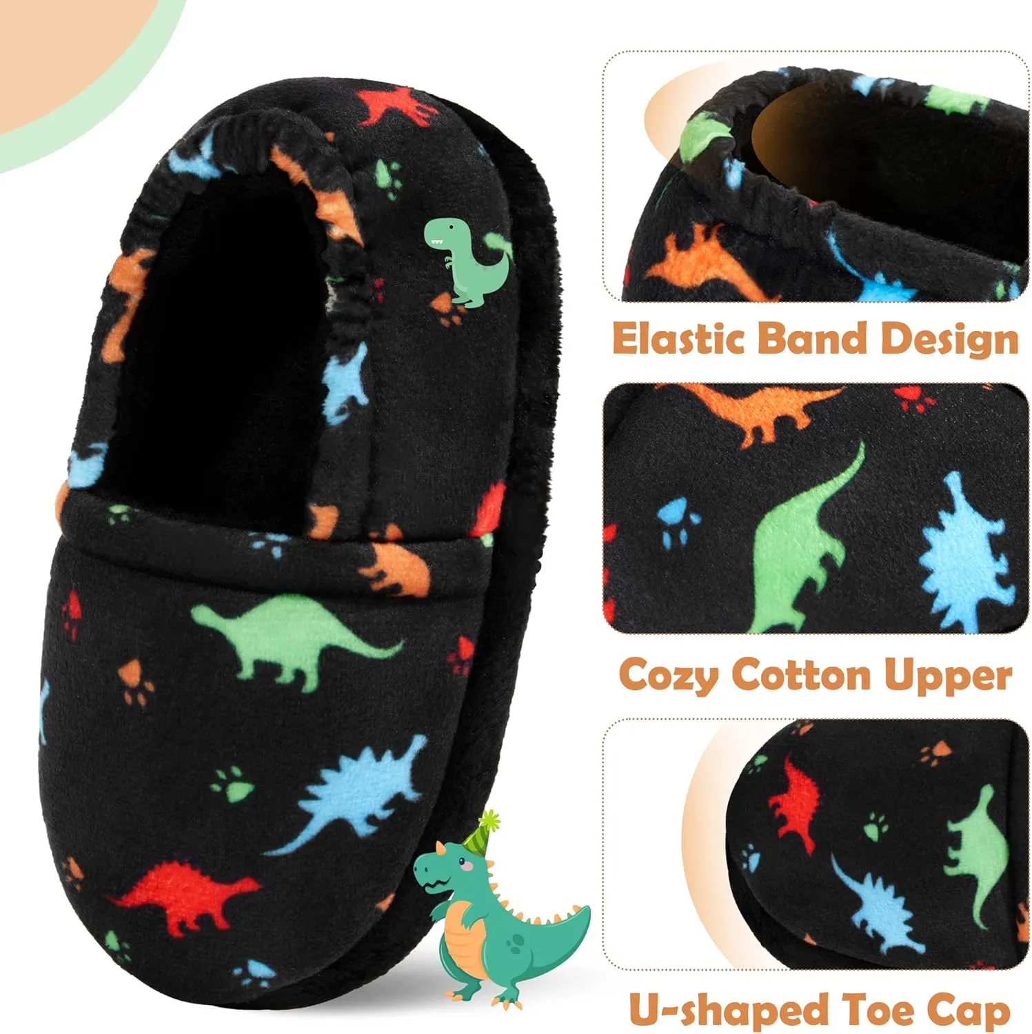 Slippers for Boys Little Big Kid House Shoes Warm Cotton Memory Foam Toddler Boys Slippers with Indoor Outdoor Rubber Sole