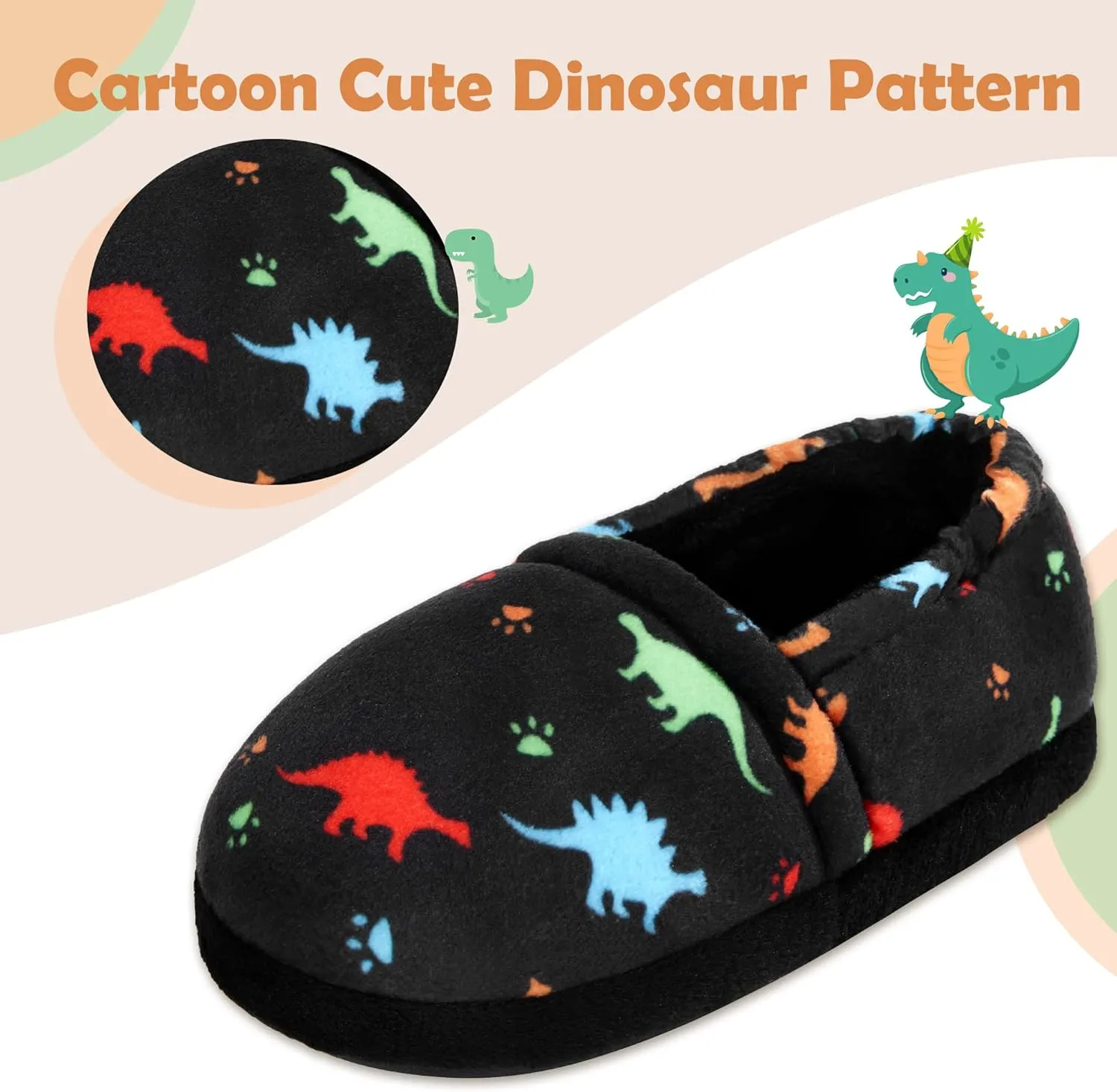 Slippers for Boys Little Big Kid House Shoes Warm Cotton Memory Foam Toddler Boys Slippers with Indoor Outdoor Rubber Sole