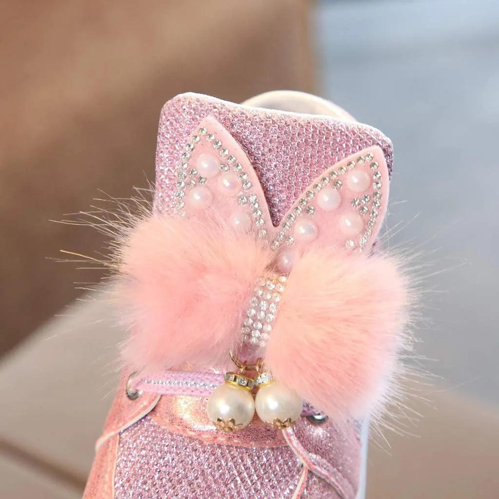 Toddler Baby Girls 𝐂artoon Rabbit Luminous Sport Shoes Fashion High Top Light Up Casual Walking Sneakers Toddler Girl Slip