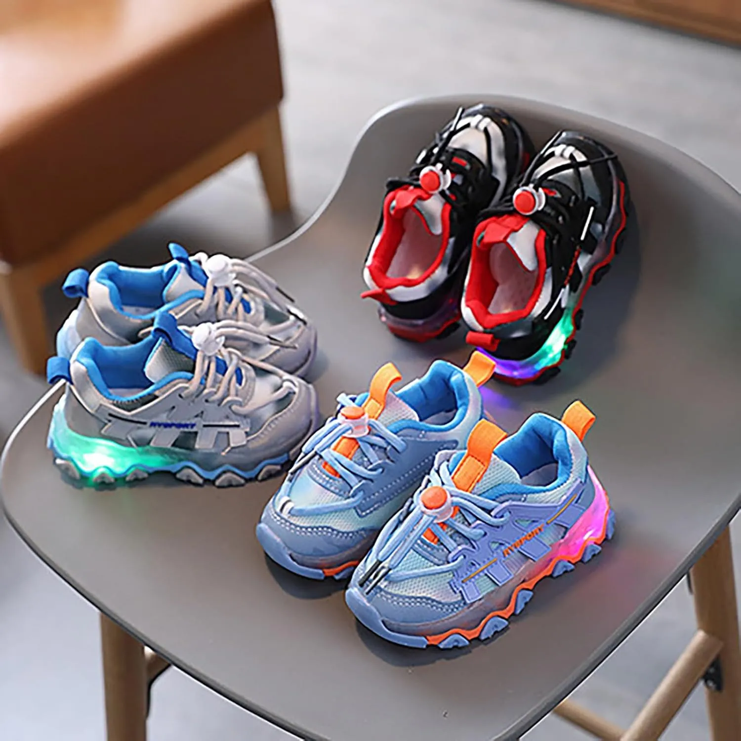Toddler Boys Girls Light Up Shoes Flashing Lightweight Mesh Breathable Adorable Casual Toddler Athletic Sneakers