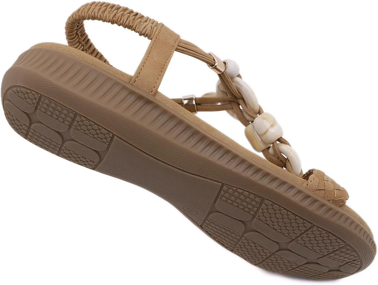 UIKGITP Bohemian Gemstones Summer Women Wedges Flat Sandals Slippers Beach Vintage Casual Flip Flops Elastic Ankle Strap T Strap Thong Strappy Comfortable Platform Slides Shoes