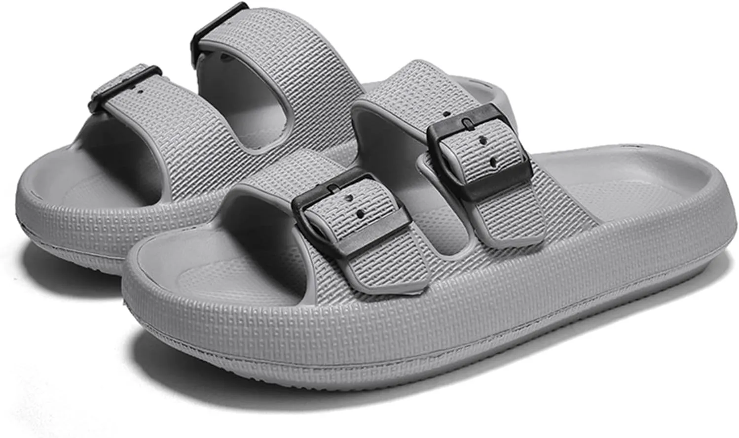Unisex Double Buckle Sandals Adjustable EVA Comfort Flat Waterproof Rubber Cloud Slides Slippers