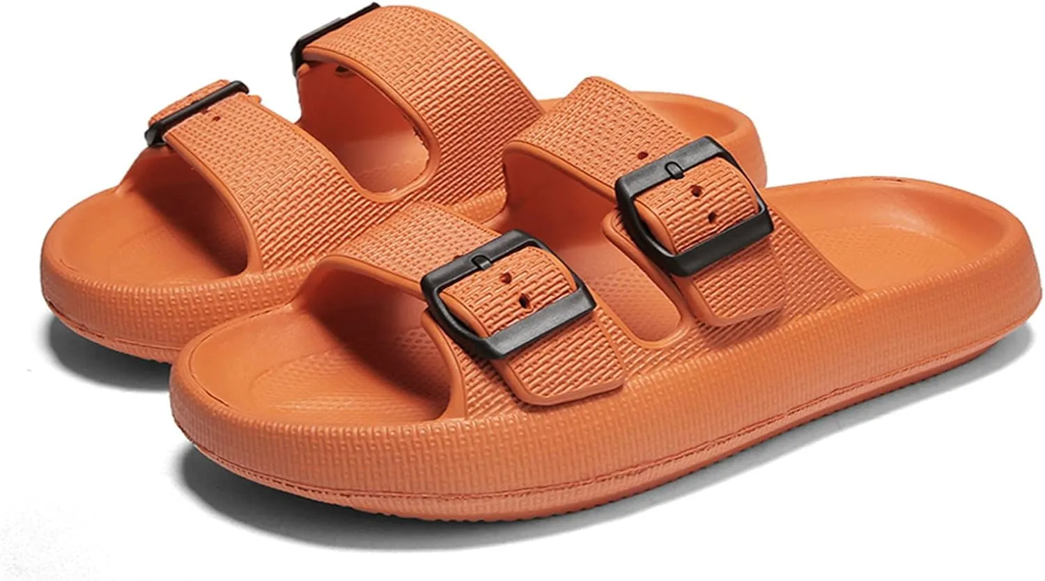 Unisex Double Buckle Sandals Adjustable EVA Comfort Flat Waterproof Rubber Cloud Slides Slippers