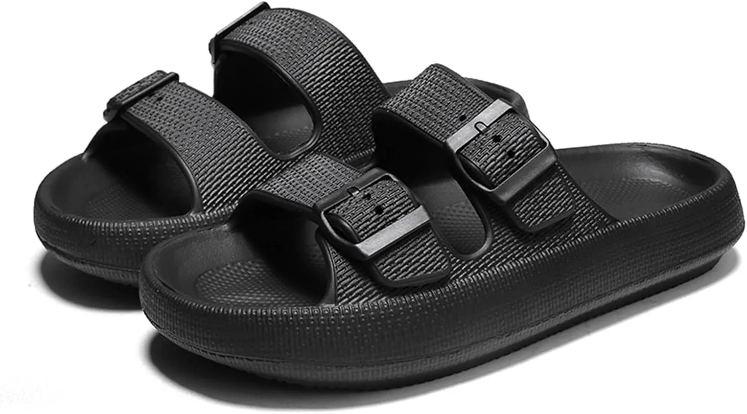 Unisex Double Buckle Sandals Adjustable EVA Comfort Flat Waterproof Rubber Cloud Slides Slippers