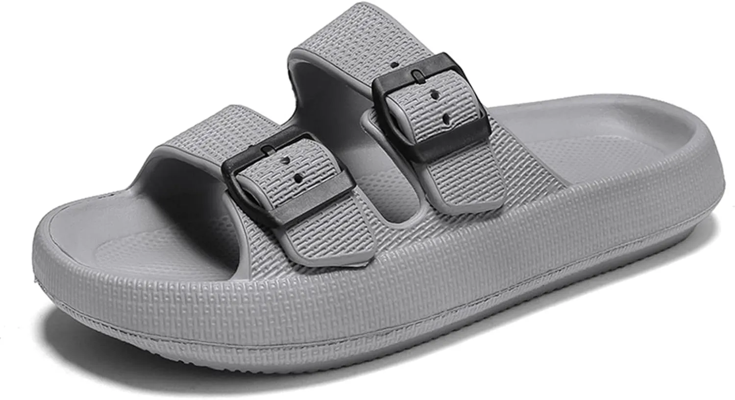 Unisex Double Buckle Sandals Adjustable EVA Comfort Flat Waterproof Rubber Cloud Slides Slippers
