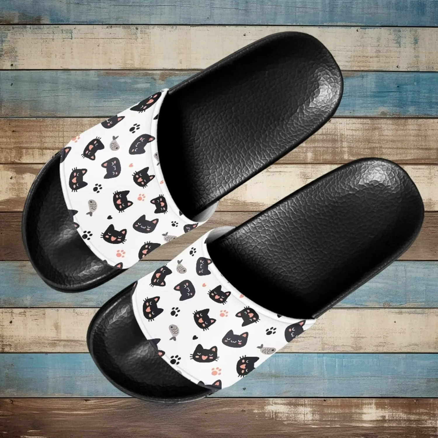 Unisex Slide Sandals with Soft Footbed Comfort Slides for Women and Men, Slide Sandals Leather Size 6-13.5
