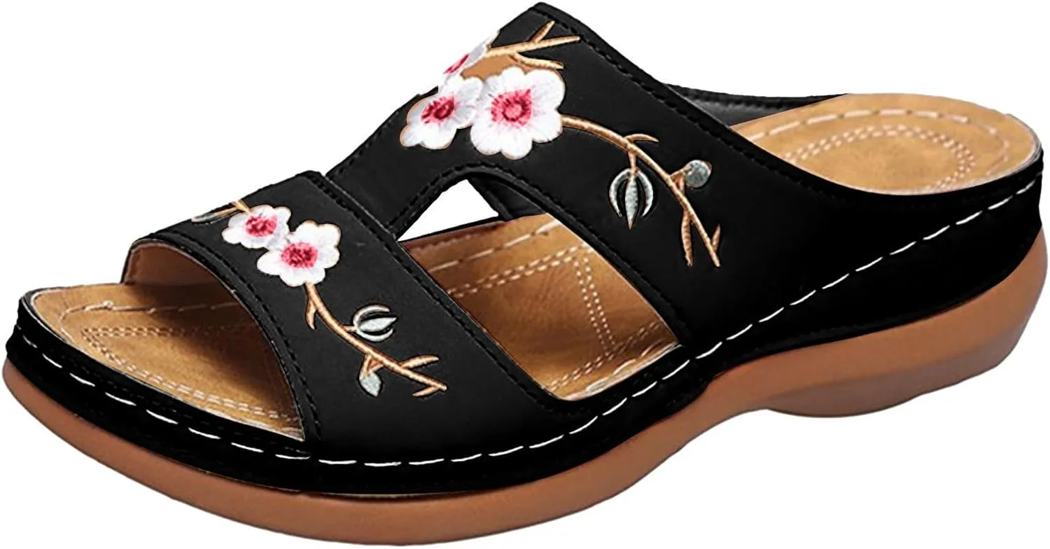 Vacation Sandals for Women Memory Foam Beach Slides Breathable Casual Sandals Women's Thick Bottom Sandals
