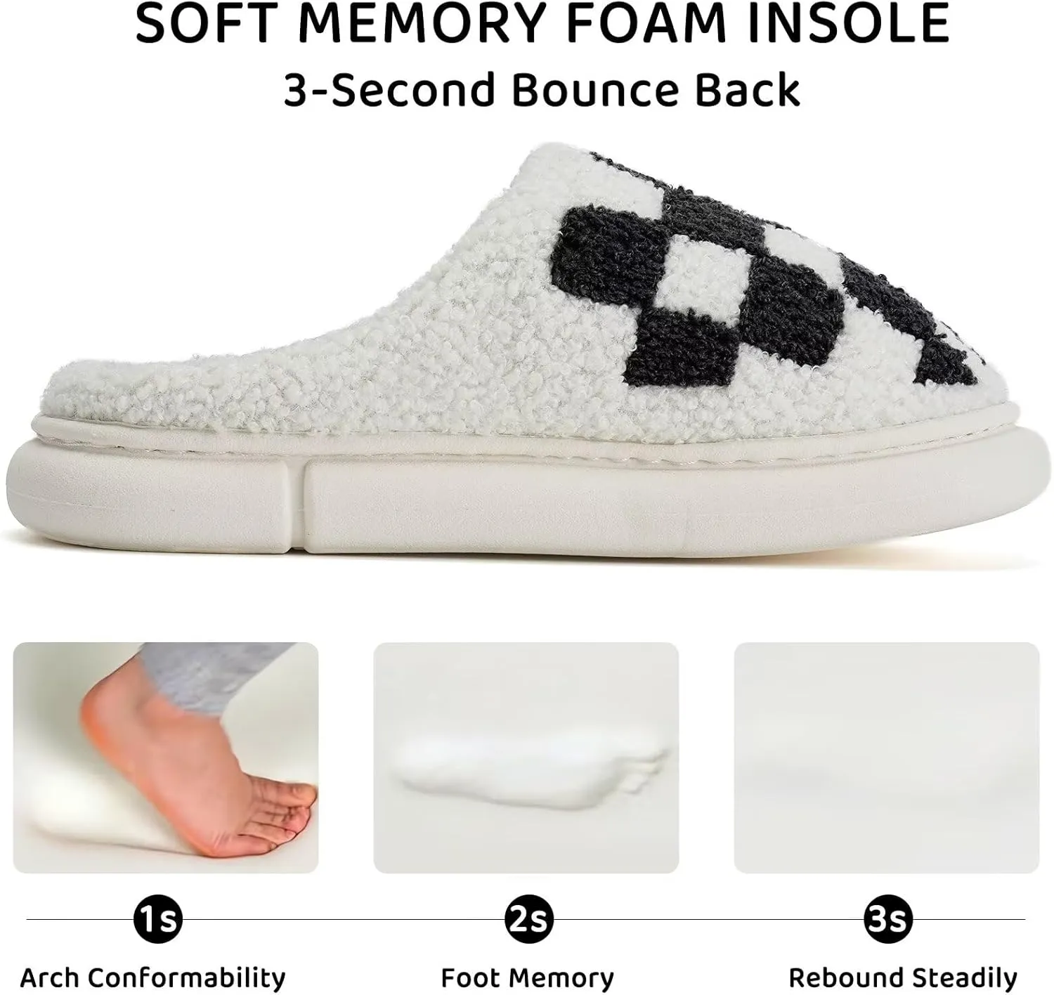 WateLves Women's Pillow Warm Memory Foam Slippers Comfortable Cute House Shoes Lightweight Fuzzy Christmas Slippers